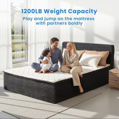 Somvera Queen Size Memory Foam Mattress with Plush Fabric Upholstered Bed Frame Platform